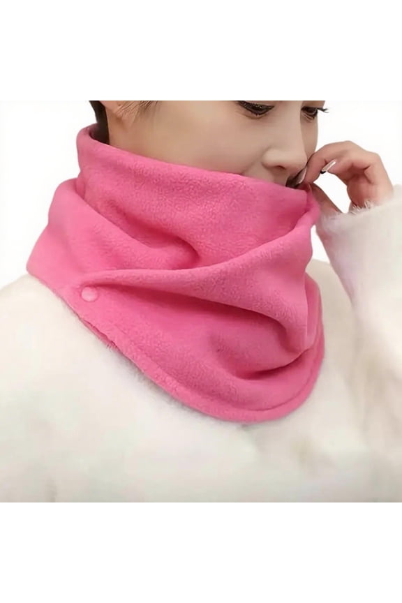 Hot Pink Women Outdoor Scarf With Dual Buckle Design For Wind Protection Fleece Lined For Warmth In Cycling And Casual Use