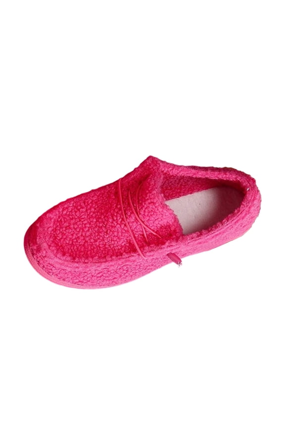 Hot Pink Women Winter Casual Shoes Thick Sole Fleece Lined Comfortable Flat Walking