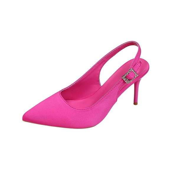 Hot Pink Womens High Heels Metal Buckle Straps With Open Toe Pointed Toe Design Comfortable Fit Ideal For Evening Events Parties And Everyday Wear Size 42