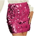thumbnail image 1 of Hot Pink Womens Sequin Bling Pencil Glitter Basic Mini Petite Bodycon Skirts for Women Spandex Going Out 2025 Clothes L, 1 of 5