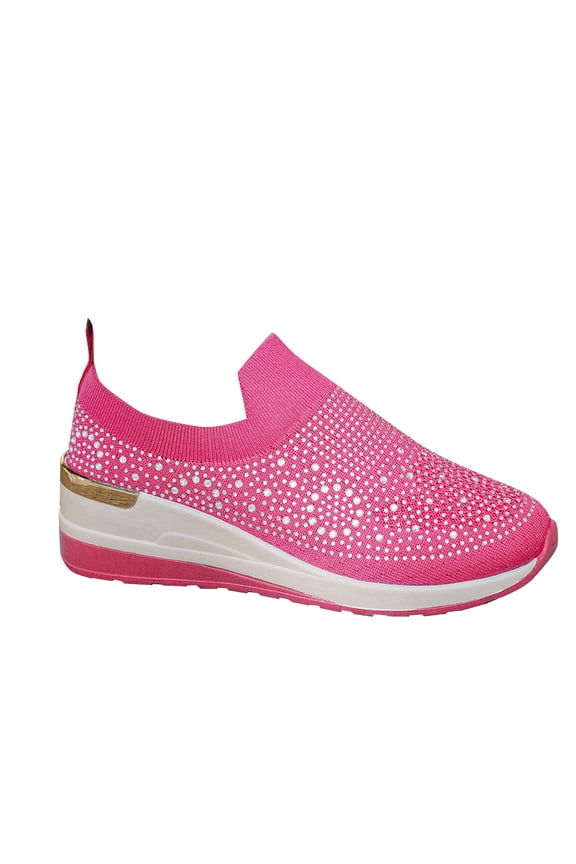 Hot Pink Womens Sneakers With Round Toe And Solid Color For Leisure Activities Lightweight And Stylish