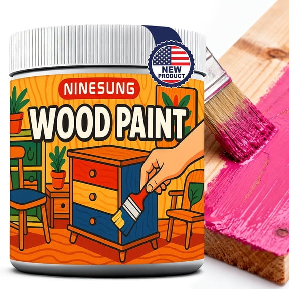 Hot Pink Wood Paint for Furniture, Doors & Crafts - Waterproof, Fade-Resistant, All-in-One Paint For Furniture Without Sanding Fast Drying Formula for Indoor/Outdoor Projects (Hot Pink, 8 Fl Oz)