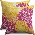 thumbnail image 1 of Hot Pink Yellow Orange Pillow Covers 18X18 Inch Set of 2, Spring Summer Floral Dahlia Flower Cream Decorative Throw Pillow Covers Outdoor Modern Farmhouse Cushion Case for Home Couch Sofa Bed Decor, 1 of 5