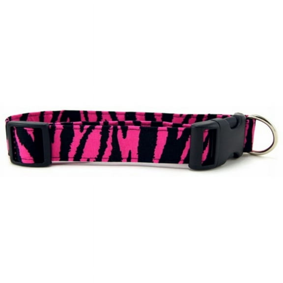 Hot Pink Zebra Stripes Dog Collar - Size - Small