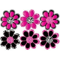 Hot Pink Zebra and Leopard Print Animal Print Octi- Petal Flower Wall Stickers, Wall Decals