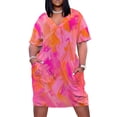 thumbnail image 1 of Hot Pink and Orange Brush Strokes Abstract Loose Pocket Dress cocktail dresses cute dress dresses for womens, 1 of 6