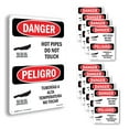 thumbnail image 1 of Hot Pipes Do Not Touch Bilingual OSHA Danger Aluminum Sign 24 Inch x 18 Inch - 10 Pack, 1 of 8