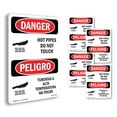 thumbnail image 1 of Hot Pipes Do Not Touch Bilingual OSHA Danger Rigid Plastic Sign 14 Inch x 10 Inch - 5 Pack, 1 of 8