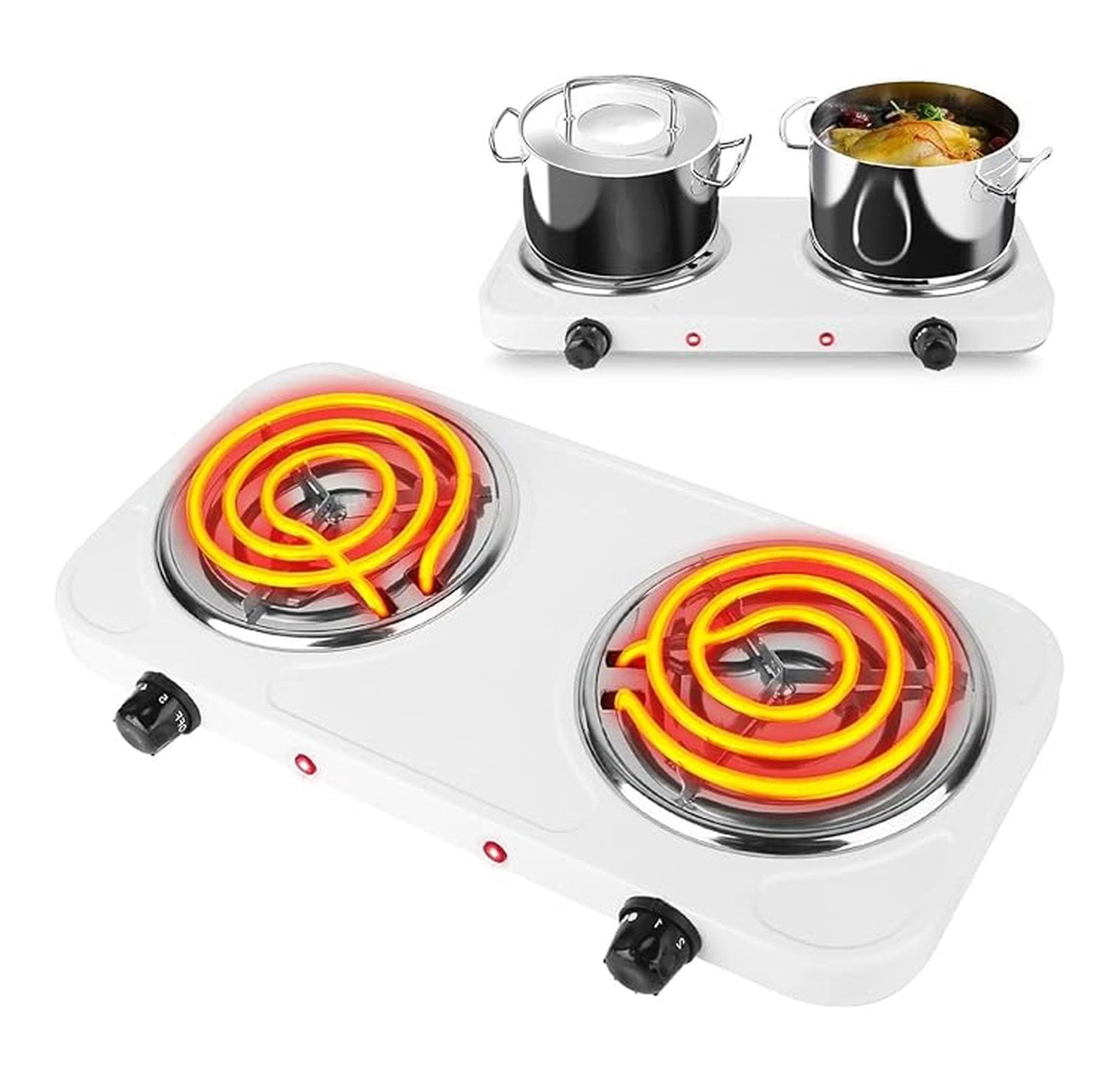 Hot Plate 2000W Electric Stove, Portable Double Burner Cooktop