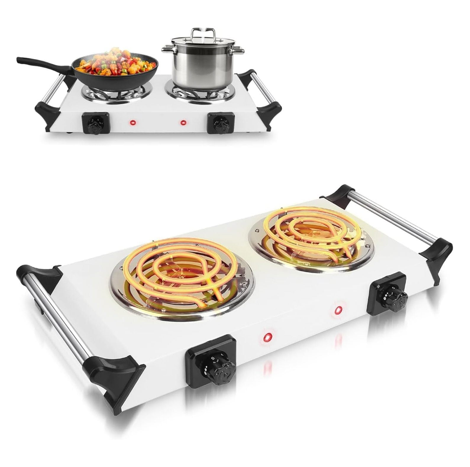 Hot Plate, 2000W Portable Electric Double Burner W/5 Level Temperature