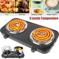 thumbnail image 1 of Hot Plate, 2000W Portable Electric Stove for Cooking with 5 Levels Adjustable Temperature & Dual Control, Countertop Double Coil Burner Cast Iron Cooktop for All Cookwares Home Camp RV (Black), 1 of 9