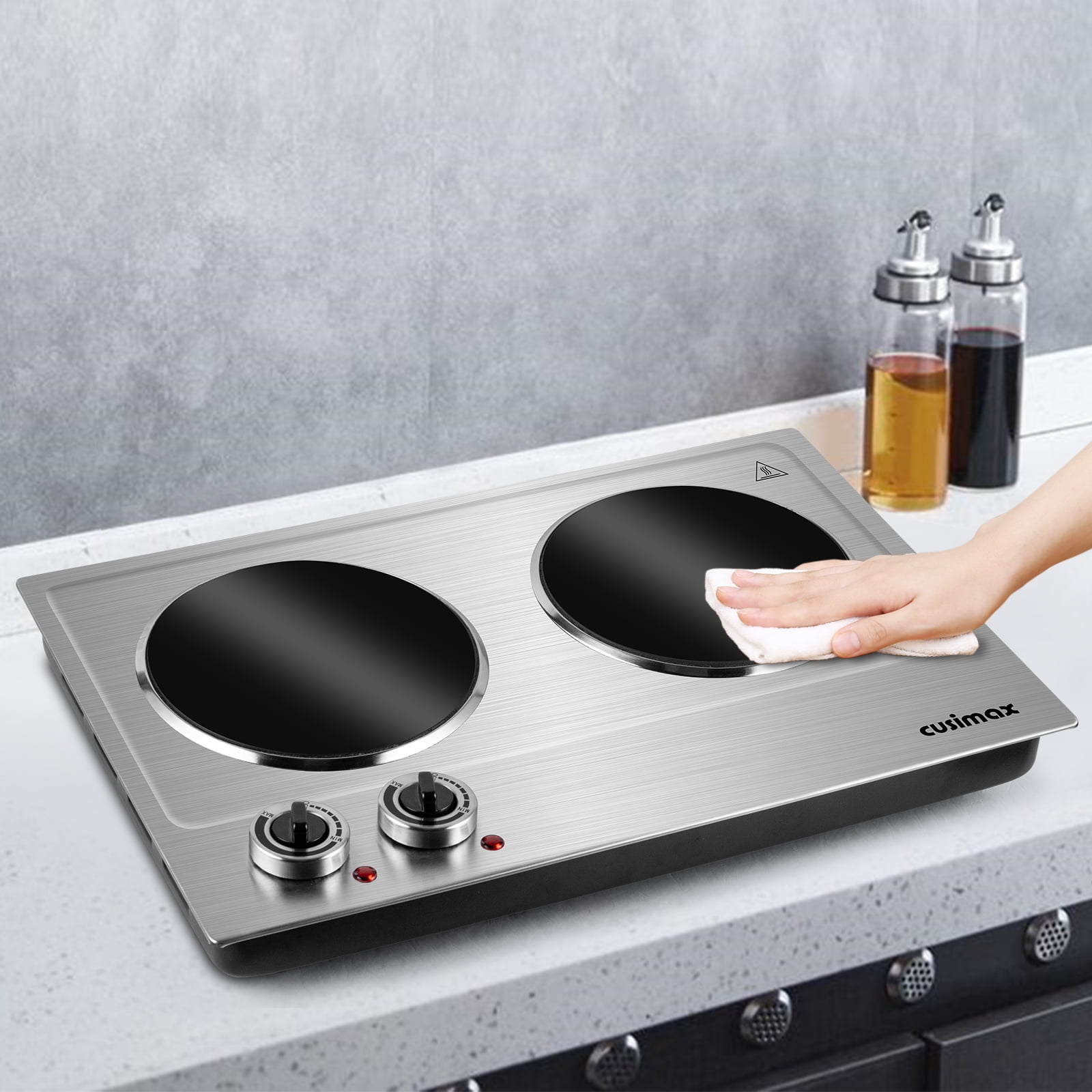 Cusimax Hot Plate, 1800W Ceramic Electric Double Burner for