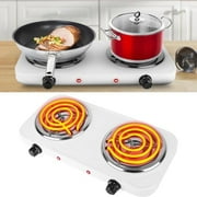 Hot Plate for Cooking, 2000W Electric Stove Burner with 5 Levels Temperature Control, Dual Coil Portable Stove for Home Dorm Office Kitchen Camping, Electric Cooktop Compatible of All Cookware, White