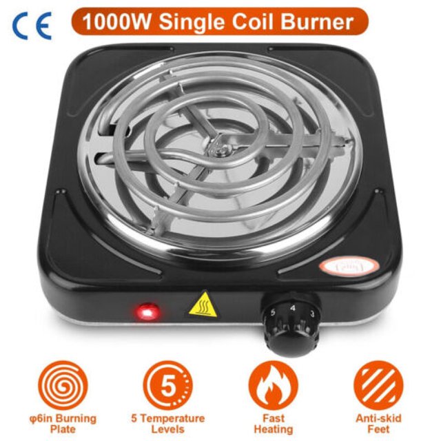 Hot Plate Cooktop Electric Stove 1000W Single Burner Adjust Temperature