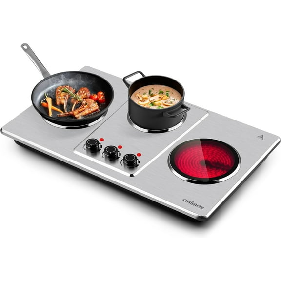 Hot Plate Electric,Countertop Infrared Triple Burner with 7 Ceramic Glass Cooktop,Electric Hot Plate for Cooking,11 Level Temperature Setting