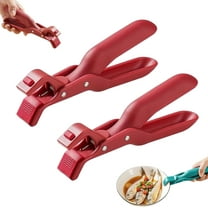 Hot Plate Gripper, Silicone Non-slip Hot Plate Gripper Lifters Tongs, Multi-function Anti-Scald Bowl Clip, Kitchen Utensil For Bowls Pans Dishes(2*Red)
