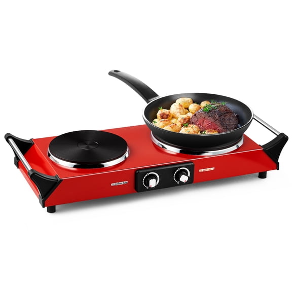 TECH COKLAI 1800W Portable Electric Stove with Dual Burners & Adjustable Temperature for Home, RV, Camping
