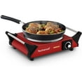 thumbnail image 1 of Hot Plate, Techwood Electric Stove for Cooking, 1500W Countertop Single Burner with Adjustable Temperature & Stay Cool Handles, 7.5” Cooktop for Home/RV/Camp, Compatible for All Cookwares, Red, 1 of 4