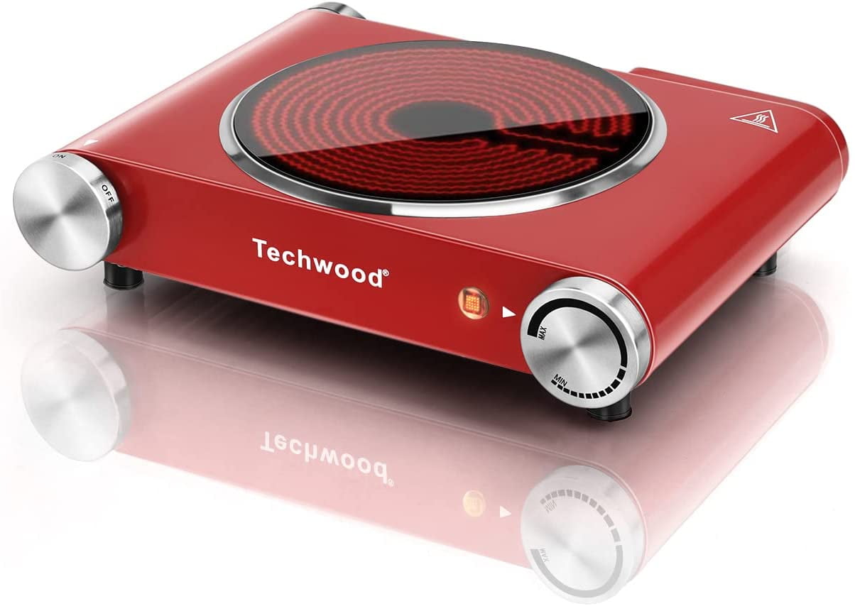 Techwood Hot Plate Portable Electric Stove 1500W Countertop Single Burner  with Adjustable Temperature & Stay Cool Handles, 7.5” Cooktop for Dorm  Office/Home/Camp, Compatible for All Cookwares 