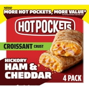 Hot Pockets Ham and Cheddar Croissant Crust, Air Fryer Sandwich Snacks, 18 oz, 4 pack (Frozen)