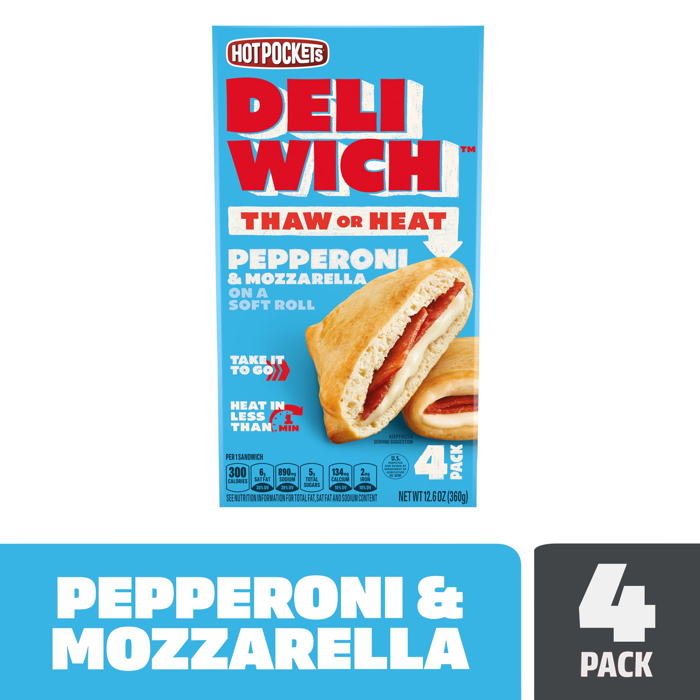 Hot Pockets DELIWICH Pepperoni and Mozzarella Frozen Deli Sandwiches