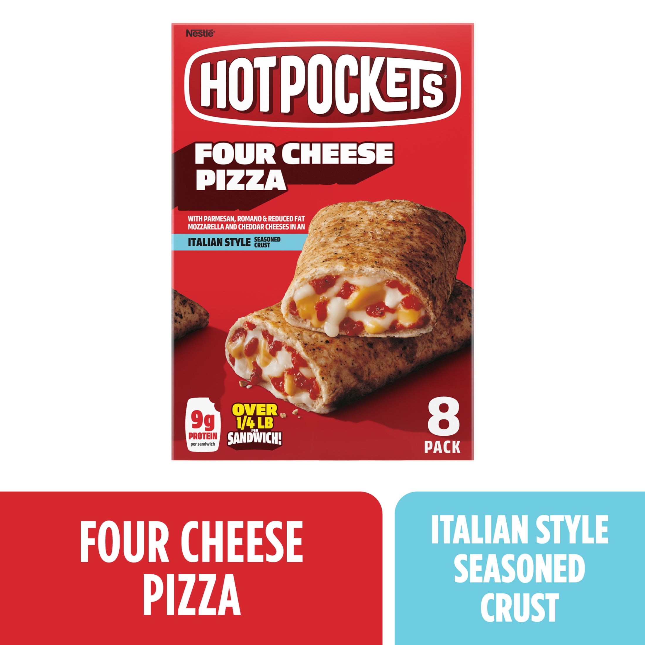 Hot Pockets Four Cheese Pizza Sandwich Snacks, 34 oz, 8 Pack
