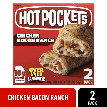 Hot Pockets Frozen Snacks Chicken Bacon Ranch, 2 Sandwiches, 8.5 oz (Frozen)
