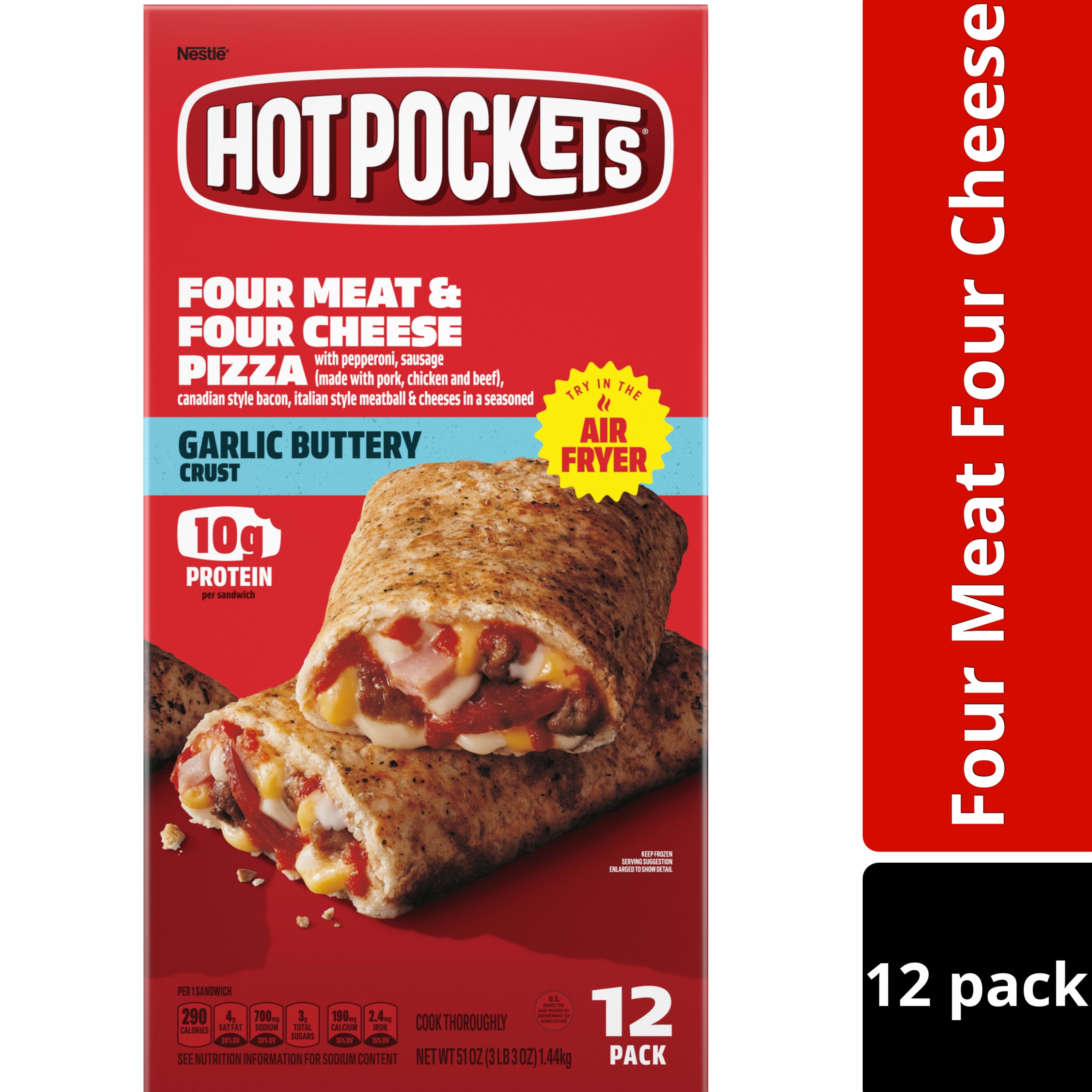 12Pack of Four Meat Four Cheese Hot Pockets with Garlic Buttery Crust