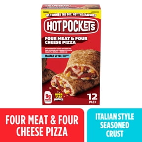 Hot Pockets Frozen Snacks, Four Meat and Four Cheese, Italian Style Seasoned Crust Sandwich, 51 oz, 12 Pack (Frozen)