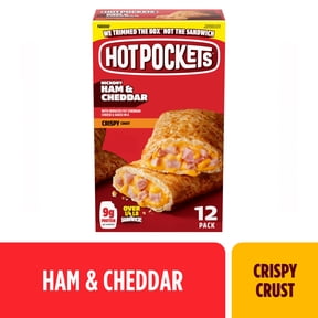 Hot Pockets Frozen Snacks Hickory Ham and Cheddar Cheese Crispy Crust Sandwich, 54 oz, 12 Pack (Frozen)