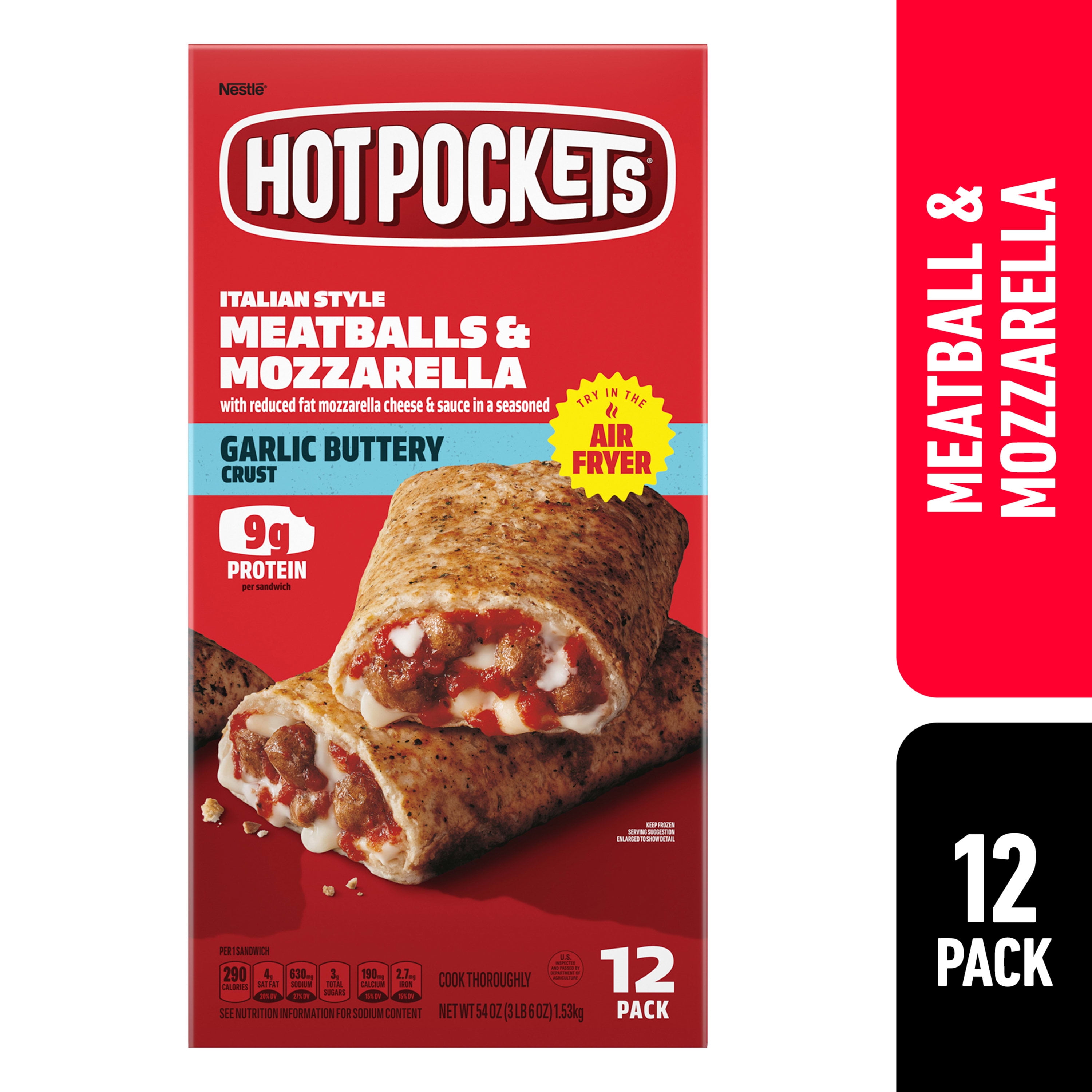 Hot and Cheese, Sandwiches Mozzarella Snacks, Frozen (Frozen) 12 Pockets Regular Meatballs