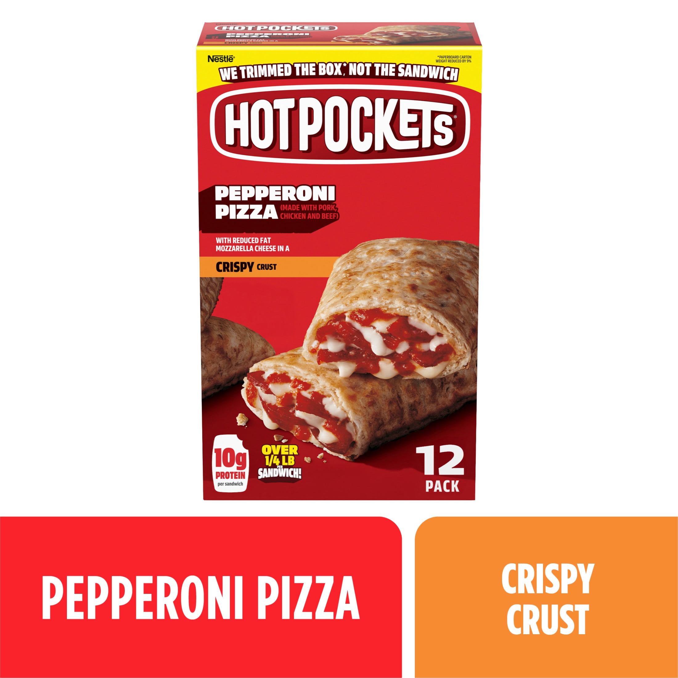 Hot Pockets Frozen Snacks, Pepperoni Pizza, Crispy Crust Sandwiches, 54 oz, 12 Pack (Frozen)