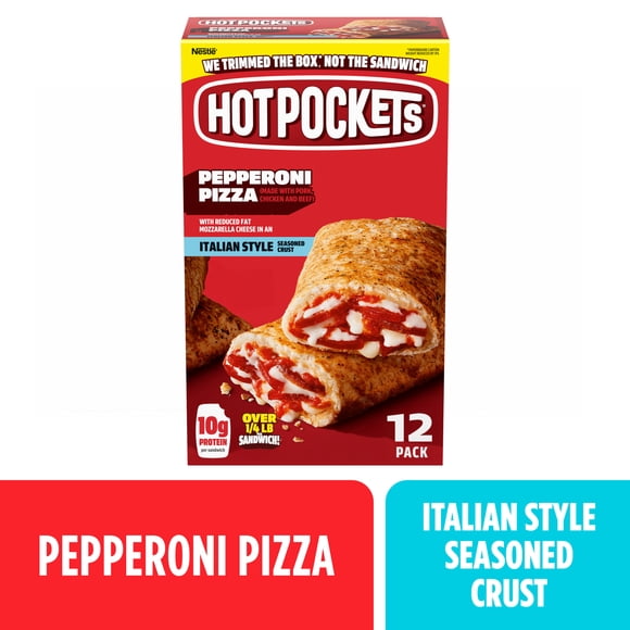 Hot Pockets Pepperoni Pizza Frozen Snacks, Italian Style Seasoned Crust, 54 oz, 12 Pack