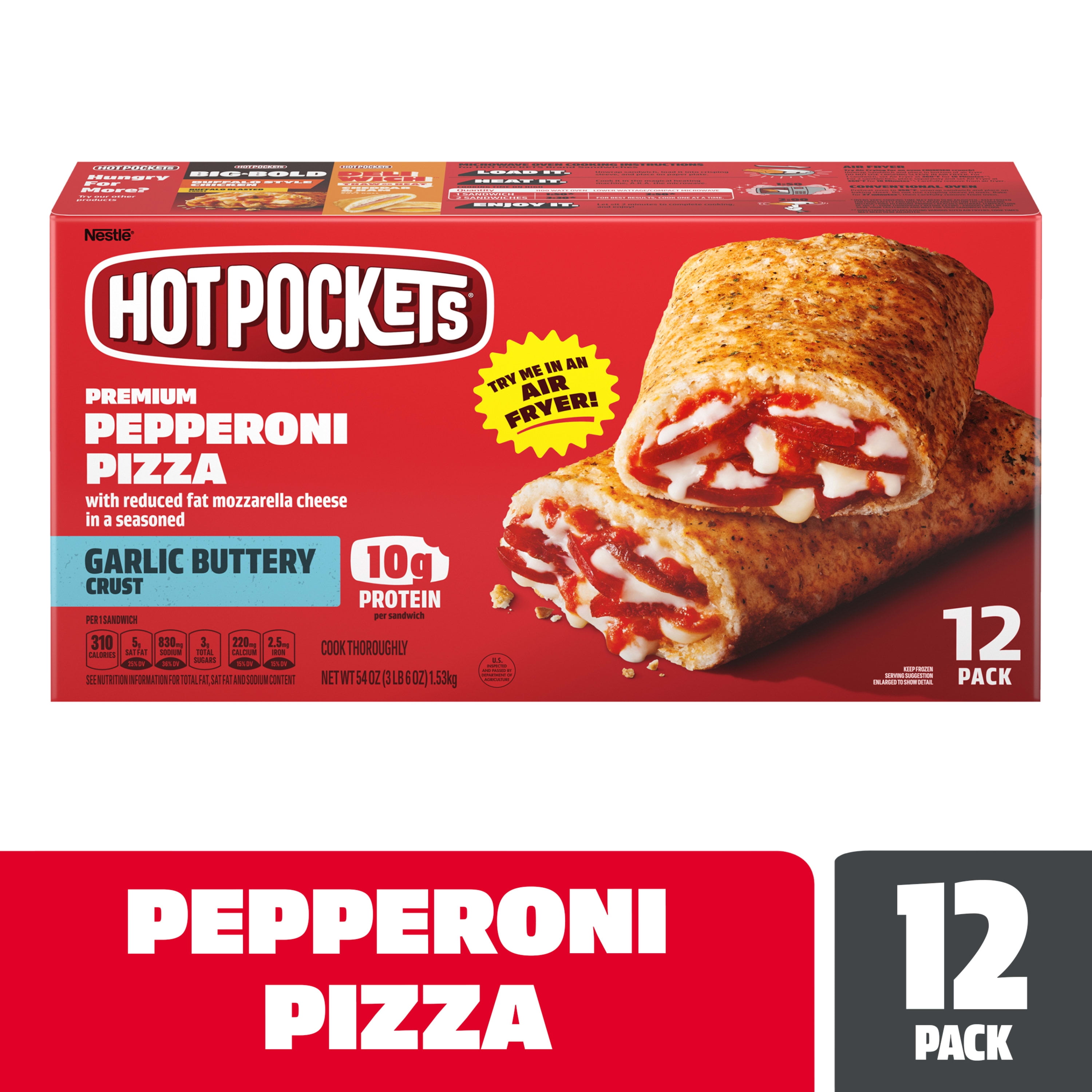 Hot Pockets Frozen Snacks Pepperoni Pizza Sandwiches, 54 oz (Frozen