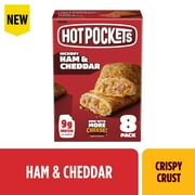 Hot Pockets Hickory Ham and Cheddar, Crispy Buttery Crust Sandwich Snacks, 36 oz, 8 Pack (Frozen)