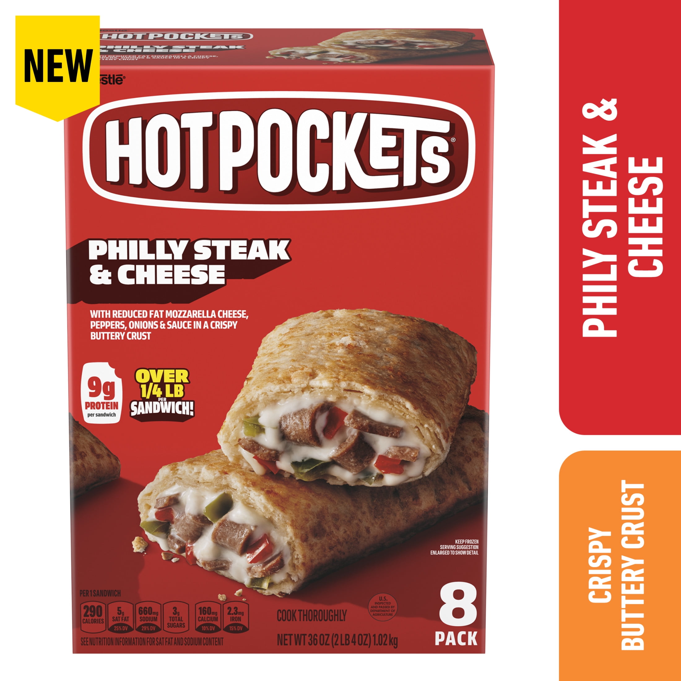 Hot Pockets Philly Steak and Cheese, Frozen Snack, 36 oz, 8 Pack (Frozen)