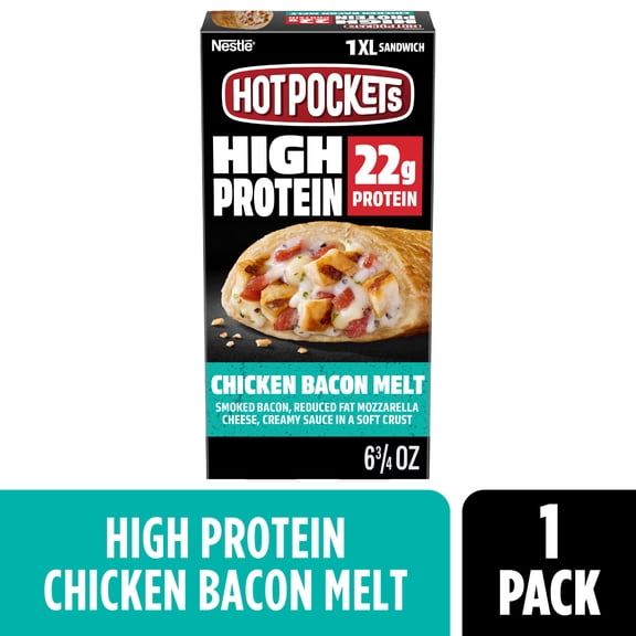 Hot Pockets High Protein Chicken Bacon Melt, 1XL Frozen Sandwich, Frozen Snack 6.75 oz