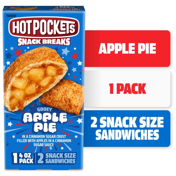 Hot Pockets Snack Breaks Apple Pie, Cinnamon Sugar Crust, Gooey Snacks, 1pack, 2 Frozen Treats 4 oz. (Frozen)