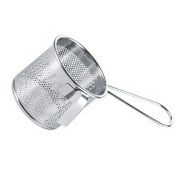 Stainless Steel Hot Pot Colander with Fine Mesh Strainer Wire Fry Basket, Hanging Side Straining Basket for Cooking and Frying 16.5X8X7CM