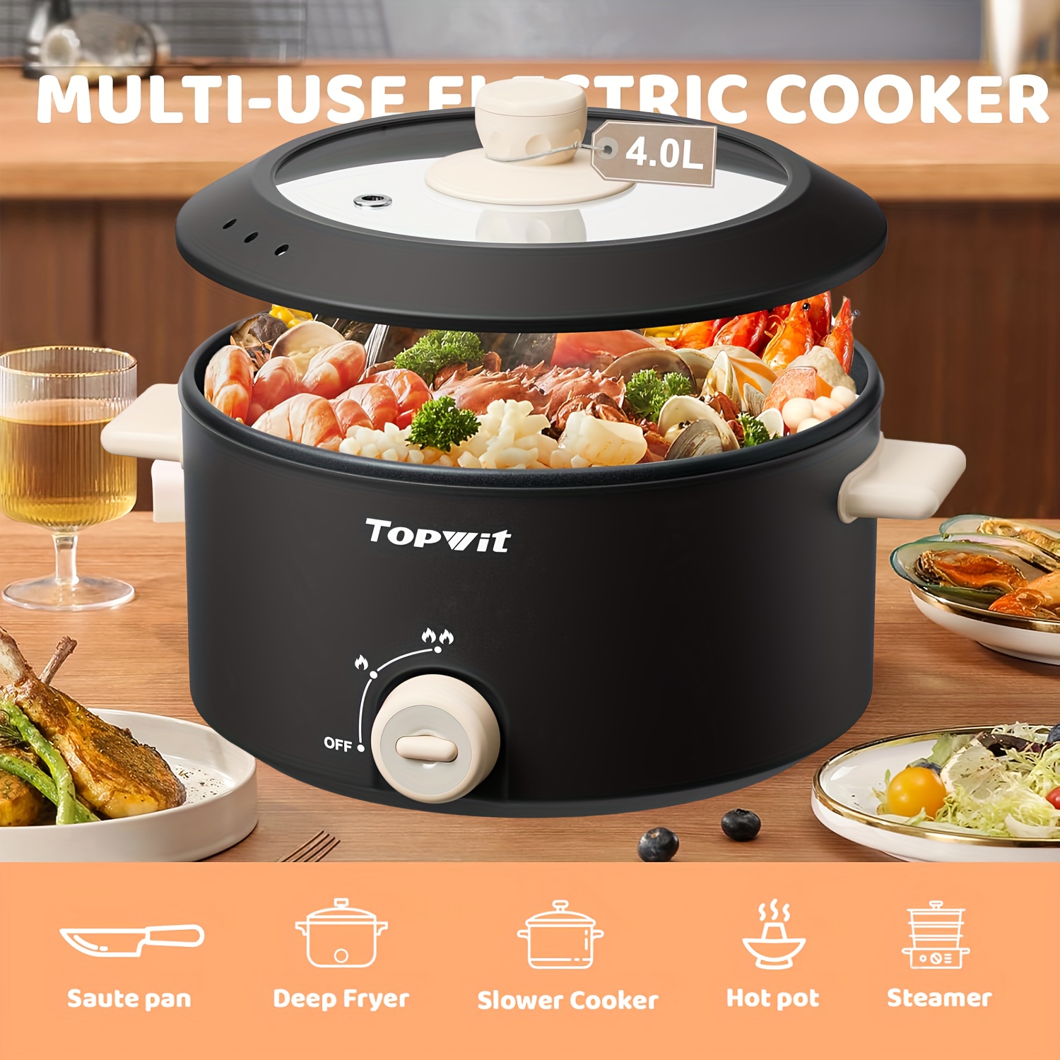 Hot Pot Electric, 1.06gal Electric Pot with Non-Stick Coating, Dual ...