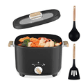thumbnail image 1 of Hot Pot Electric, 2.5L Portable Nonstick Multicooker for  Persons, Honeycomb Texture Travel Electric Skillet with Dual Power Temperature Control for Steak/Egg/Noodles/Oatmeal (Black), 1 of 6