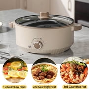 Hot Pot Electric, 3L Large Capacity Non-Stick Electric Hot Pot Multicooker Glass Lid, Multifunctional Electric Pot for Boiling Stewing Hotpot Pots Electric Cooking Ramen Cooker