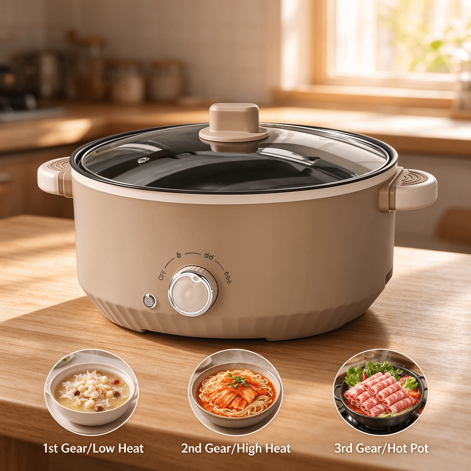 Hot Pot Electric, 3L Multi-Function Electric Hot Pot Cooker, Non-Stick Frying Pan, Multifunctional Electric Hot Pot for Steak, Egg, Noodles, Oatmeal, Shabu Shabu Pot for Camping, RVs, Party