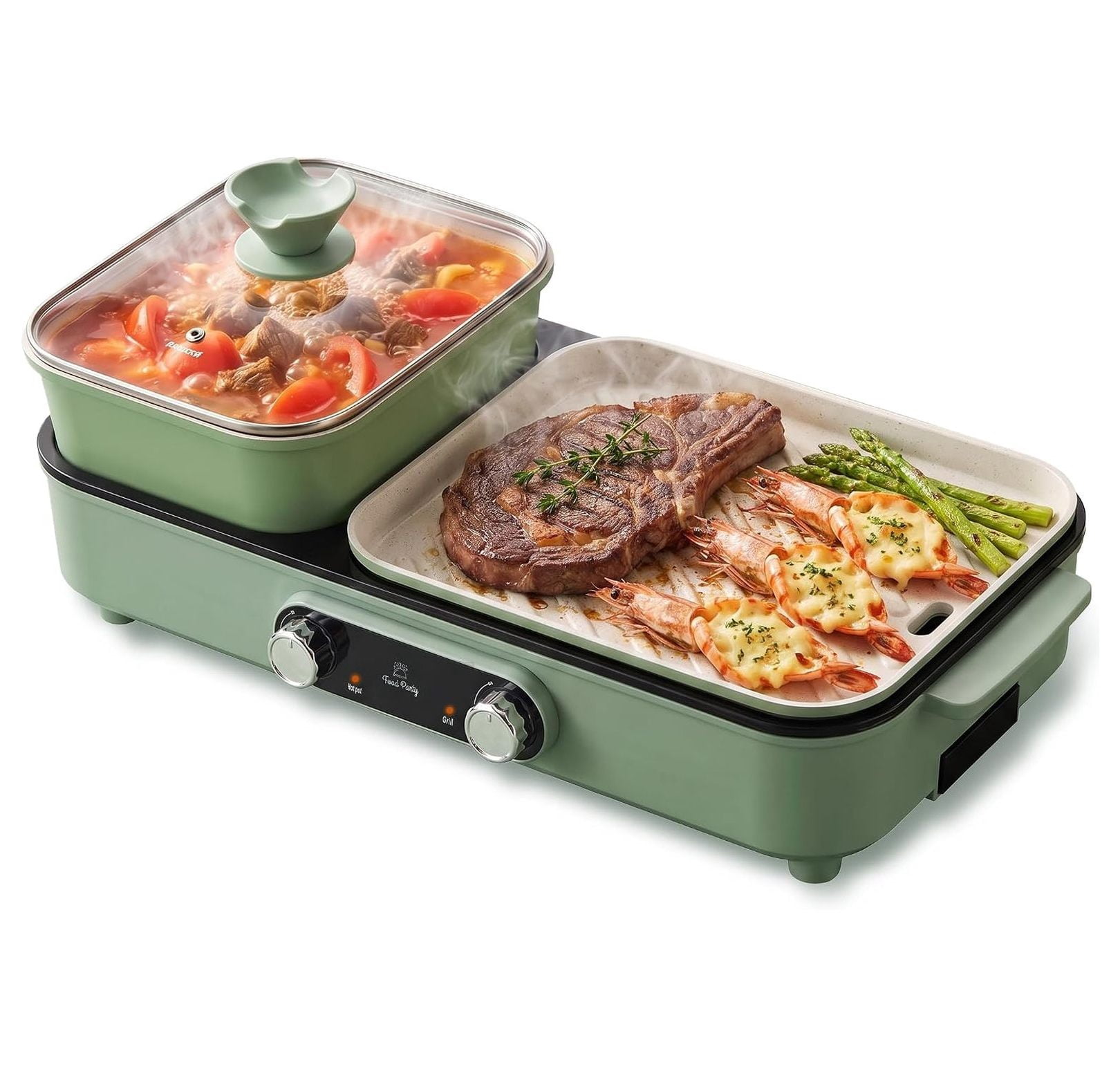 Hot Pot Electric Korean BBQ Grill Combo Hotpot 2 in 1 Detachable Easy ...