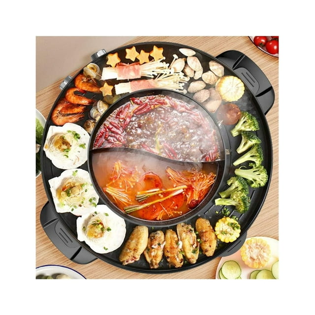 Hot Pot with Grill, 2000W 2 in 1 Electric Hot Pot Grill Cooker with
