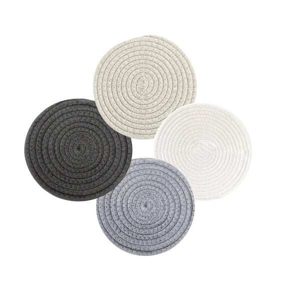 Hot Pot Holders Set, 7 Inch Potholders Stylish Coasters, Hot Pads, Hot Mats,Spoon Rest For Cooking and Baking, 4 Pack, Gray