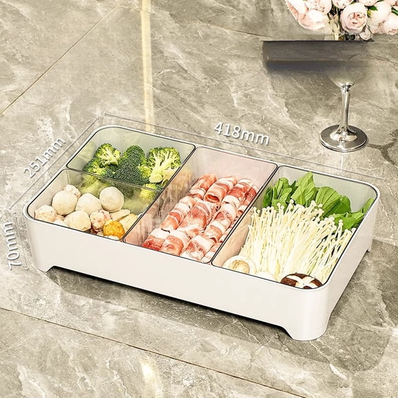 Hot Pot Side Dish Tray Kitchen Detachable Compartment with Draining Hot Pot Dish Tray Household Tray Ingredient Preparation Tray