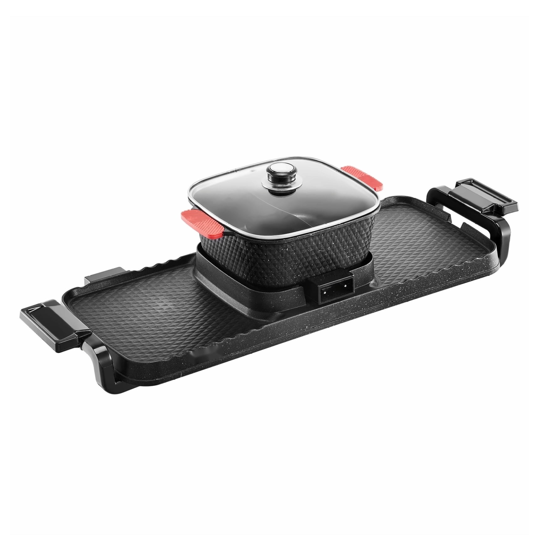 Hot Pot with Grill 2300W 2-in-1 Electric BBQ Pan, 3.25L Smokeless Hot Pot & Grill Combo for Family, Adjustable Temp Control, Non-Stick