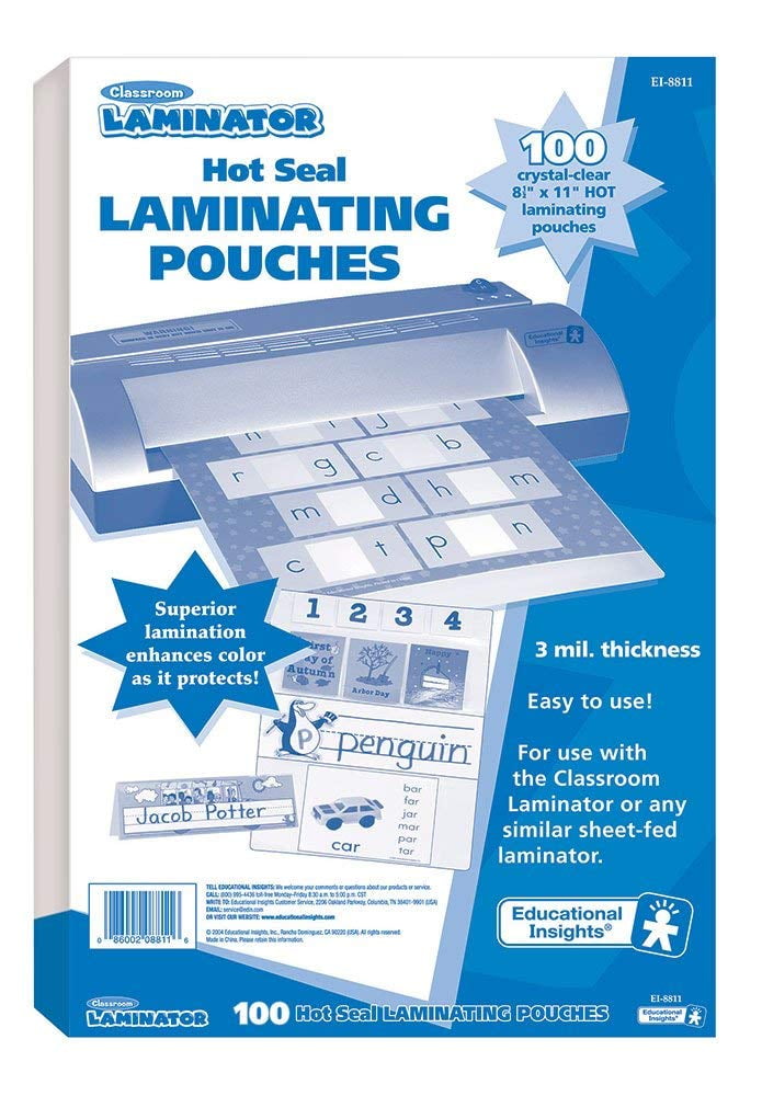 Educational Insights Classroom Laminator 8.5" X 11" Hot Laminating Pouches