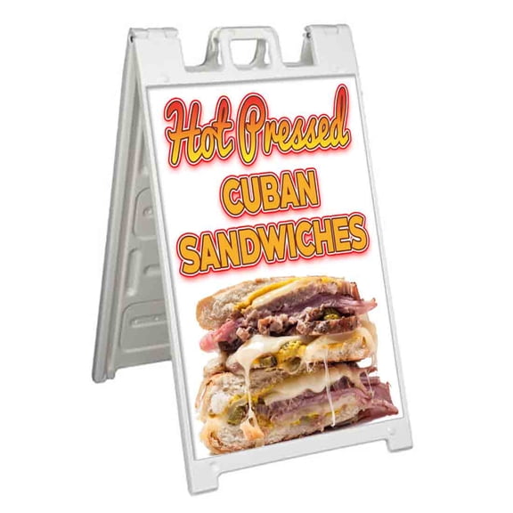 Hot Pressed Cuban Sandwiches (24" X 36") Standard A-Frame Signicade, Includes Decal Applied To Stand